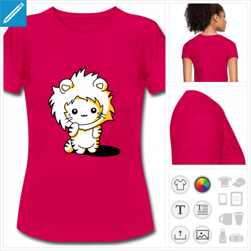 t-shirt rose chaton kawaii  crer en ligne