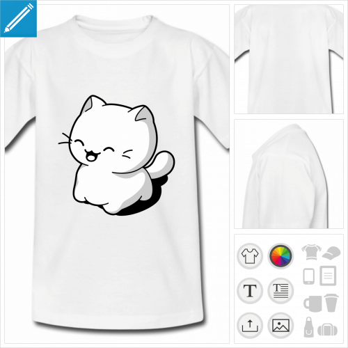 t-shirt blanc basique chat kawaii personnalisable