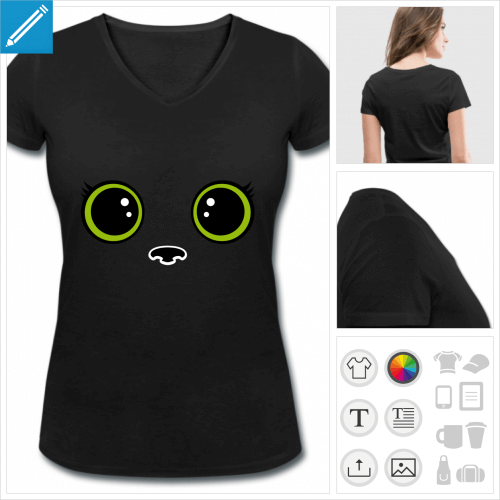 t-shirt femme basique chat  personnaliser, impression unique