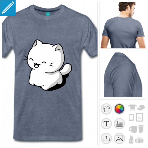 t-shirt manches courtes chat kawaii à imprimer en ligne