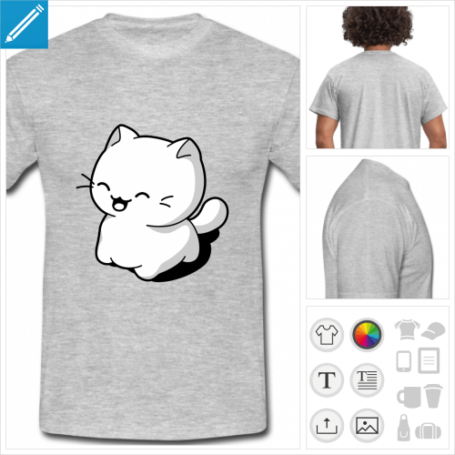 tee-shirt chaton kawaii à personnaliser et imprimer en ligne