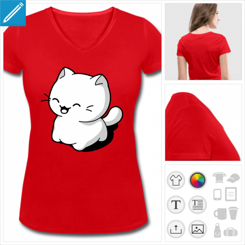 t-shirt chaton kawaii à personnaliser et imprimer en ligne