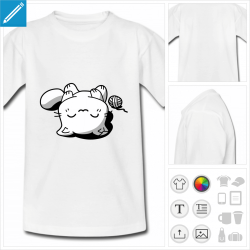 t-shirt simple chat personnalisable, impression à l'unité