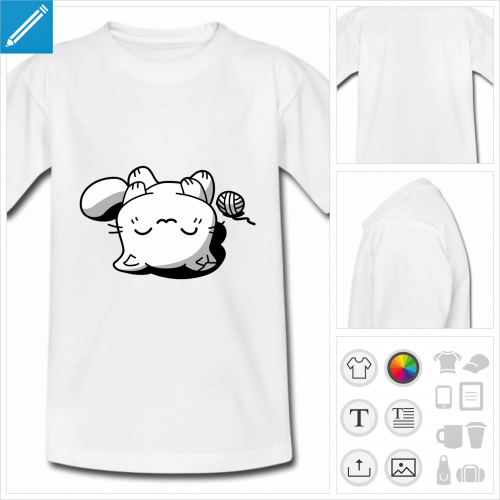 t-shirt simple chat personnalisable, impression  l'unit