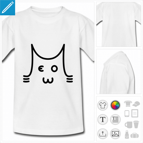 t-shirt manches courtes chat meow  imprimer en ligne
