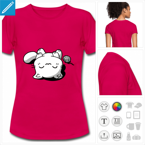 tee-shirt manches courtes chat kawaii à personnaliser en ligne