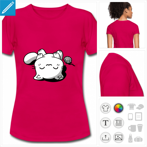 tee-shirt manches courtes chat kawaii  personnaliser en ligne