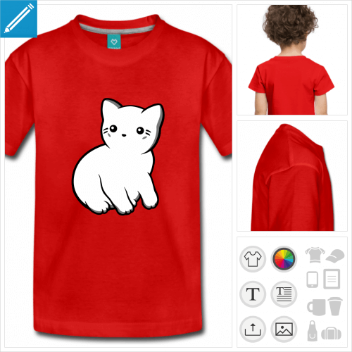 t-shirt rouge chaton kawaii à personnaliser en ligne