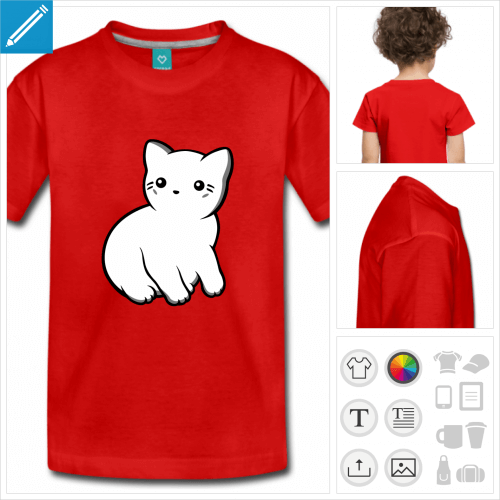 t-shirt rouge chaton kawaii  personnaliser en ligne