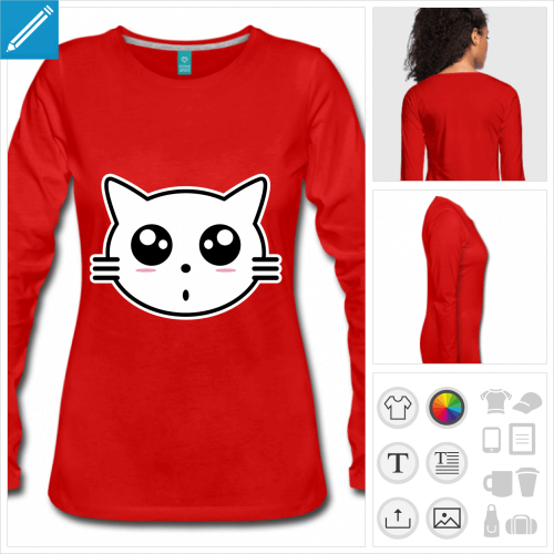 t-shirt femme chat anime  crer en ligne