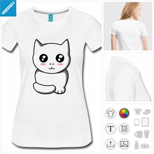 T-shirt chaton stylis  imprimer en ligne, motif kawaii