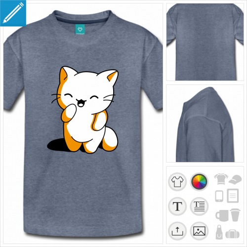 t-shirt ado chaton personnalisable, impression  l'unit