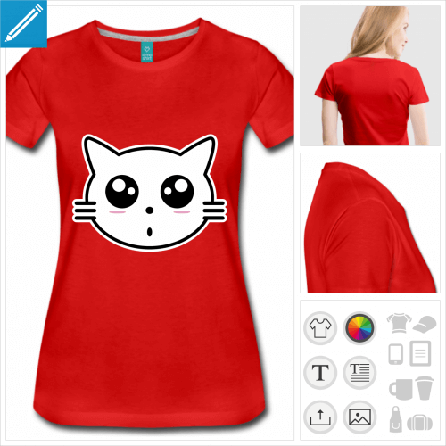 t-shirt rouge chat à personnaliser en ligne