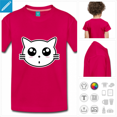 t-shirt  manches courtes chaton  personnaliser en ligne