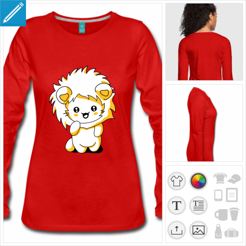 t-shirt rouge chaton kawaii  personnaliser en ligne