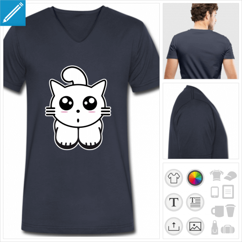 t-shirt homme chat  personnaliser en ligne