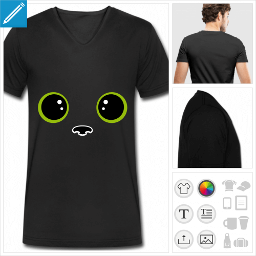 t-shirt homme chaton kawaii  personnaliser, impression unique