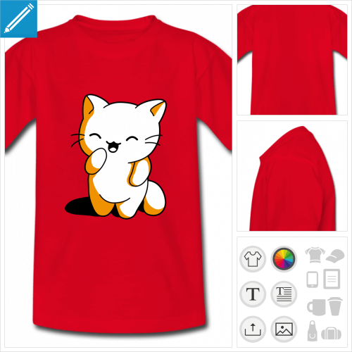 tee-shirt rouge chaton personnalisable