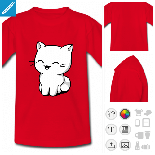 tee-shirt pour enfant chaton personnalisable, impression  l'unit