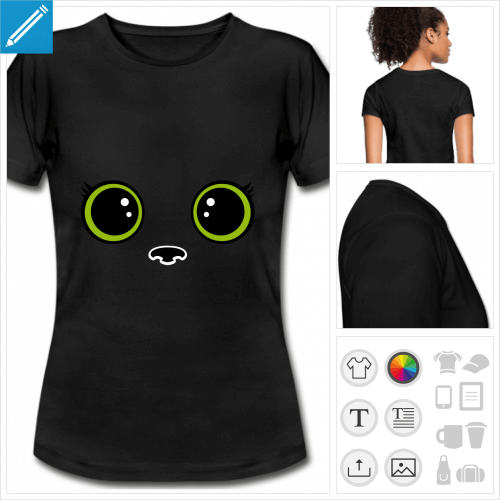 t-shirt basique chaton kawaii personnalisable