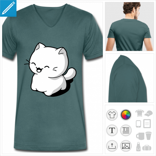 t-shirt col v kawaii  personnaliser en ligne