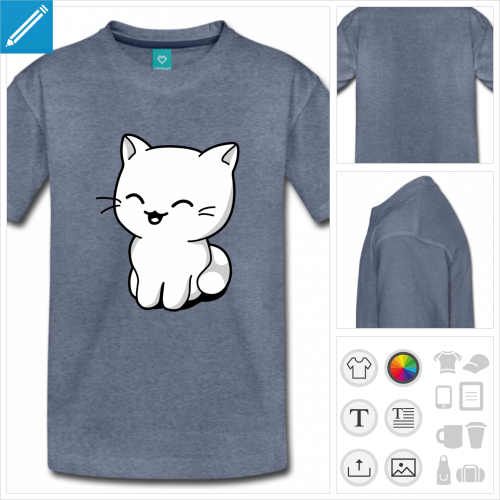 t-shirt manches courtes chaton kawaii  personnaliser