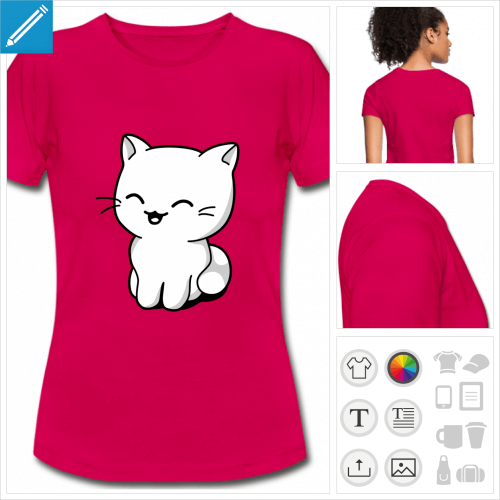 tee-shirt manches courtes chaton personnalisable