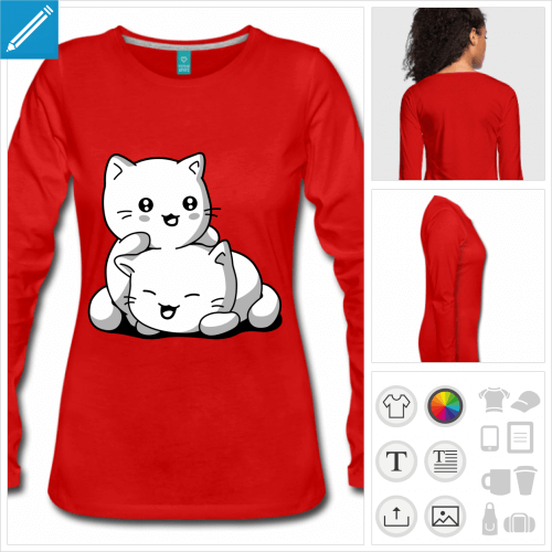 t-shirt rouge chatons kawaii  personnaliser