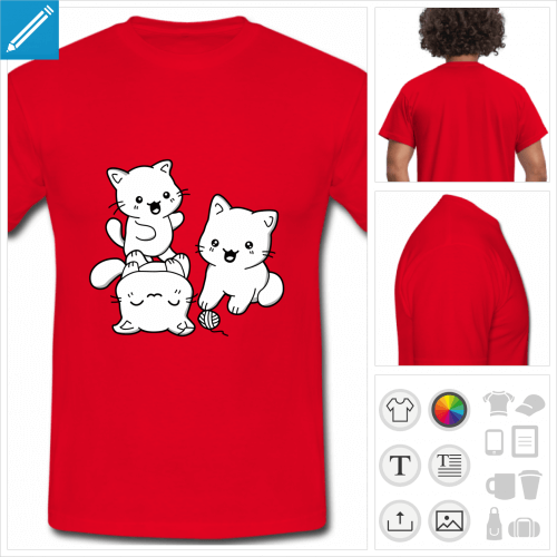 tee-shirt rouge chatons kawaii  crer soi-mme
