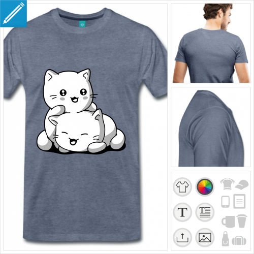 t-shirt premium chatons kawaii à personnaliser, impression unique