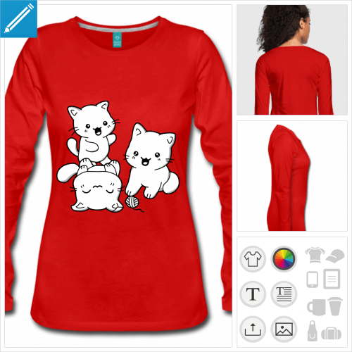 t-shirt rouge chatons trio  personnaliser