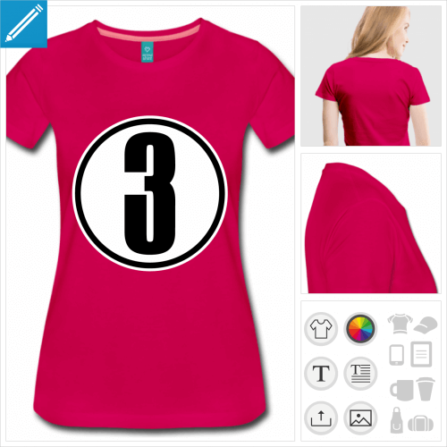 t-shirt Chiffre 3  personnaliser, impression unique