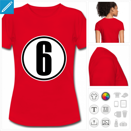 t-shirt femme Numéro 6 à personnaliser et imprimer en ligne