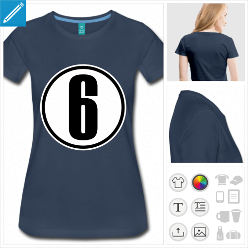 t-shirt bleu marine Numéro 6 à créer soi-même