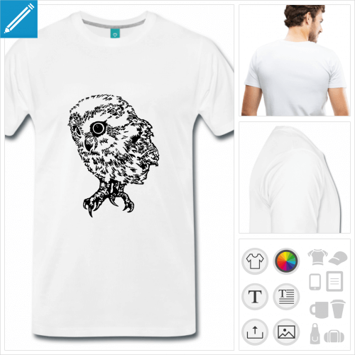 T-shirt chouette, bb chouette  imprimer en ligne. Dessin HR.