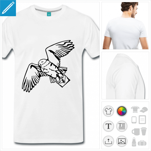 T-shirt chouette blanche d'Harry Potter  personnaliser en ligne, crez votre t-shirt Hedwig.
