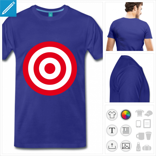 T-shirt cible form de cercles concentriques plein  impriemr en ligne. Cible bicolore.