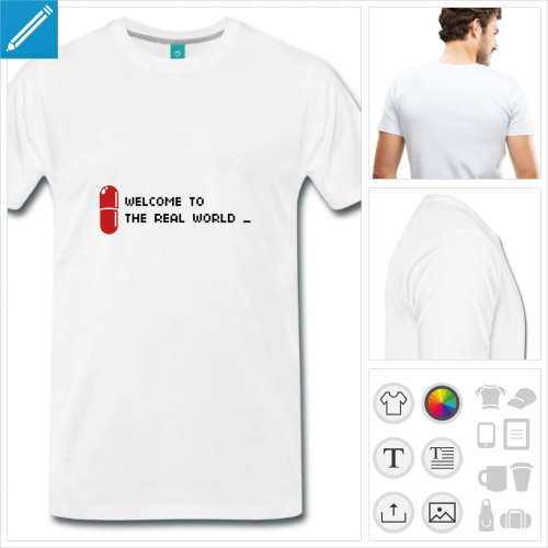 t-shirt gris pilule rouge  crer en ligne