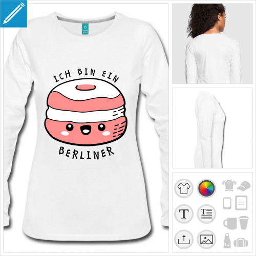 t-shirt femme ich bin ein berliner personnalisable, impression  l'unit