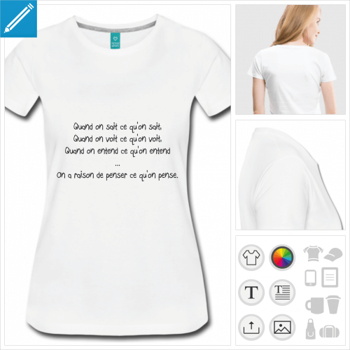 t-shirt femme citation à créer soi-même