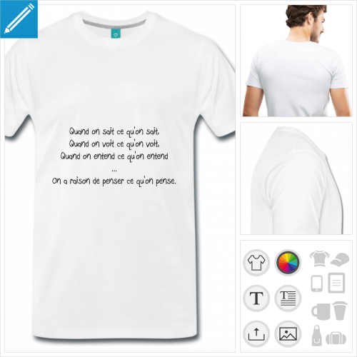 t-shirt homme citation  personnaliser, impression unique