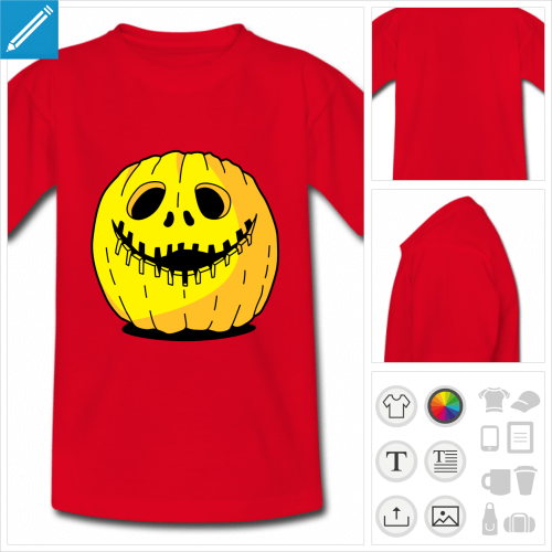 t-shirt rouge Halloween citrouille personnalisable, impression  l'unit