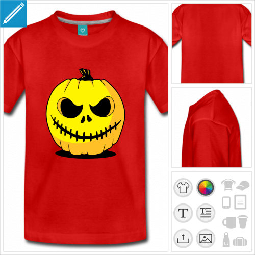 t-shirt pour adolescent citrouille Halloween  personnaliser en ligne