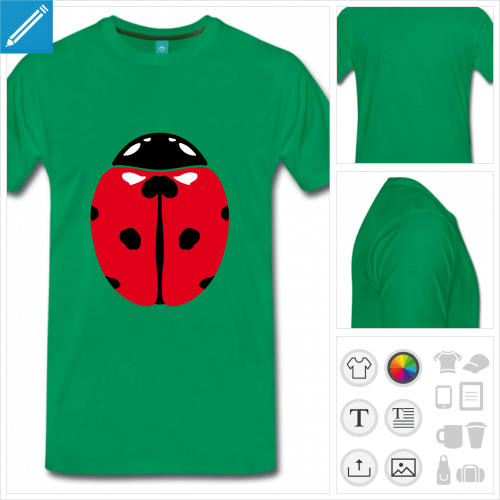 T-shirt coccinelle  personnaliser soi-mme et imprimer en ligne. Couleurs au choix.