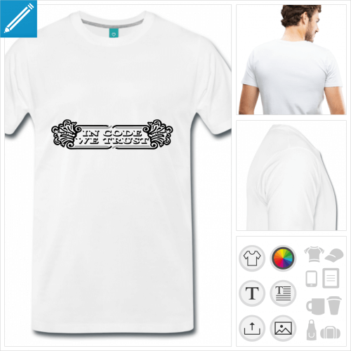 t-shirt blanc code  personnaliser en ligne