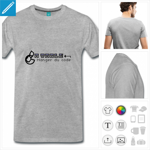 t-shirt homme manger du code  imprimer en ligne