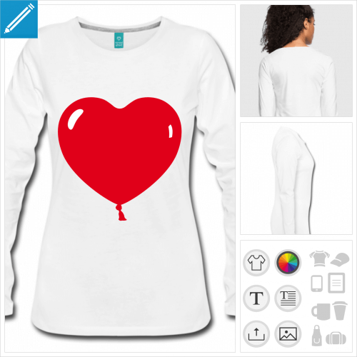 tee-shirt ballon coeur  personnaliser