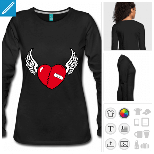 t-shirt femme coeur ail personnalisable