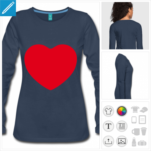 t-shirt I love personnalisable, impression  l'unit