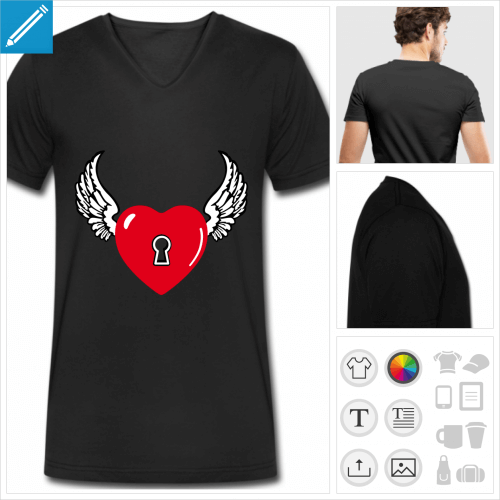 t-shirt noir amour  personnaliser et imprimer en ligne